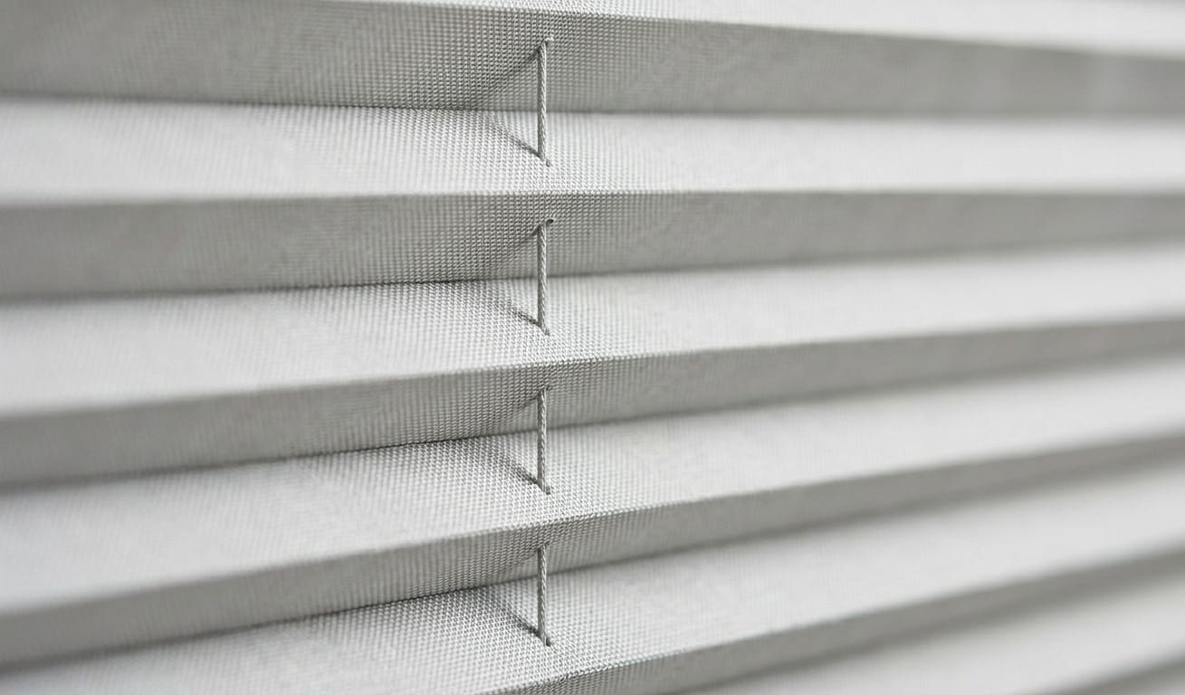 Detalle cortina plisada blanca